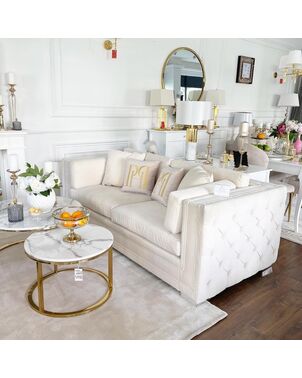 Glamour sofa sofa with pillows white quilted BIANKA