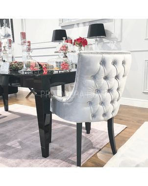 Classic upholstered chair, with a quilted back, elegant, white, venge-colored legs, TIFFANY SALE