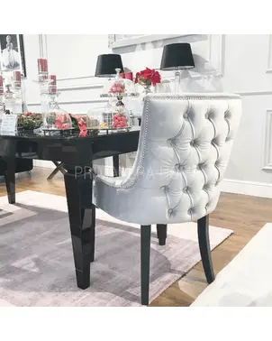 Classic upholstered chair, with a quilted back, elegant, white, venge-colored legs, TIFFANY SALE