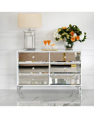 Luxurious wooden chest of drawers, for the living room, for the bedroom, glamor, classic, wooden, lacquered silver VENICE