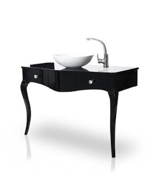 Black bathroom chest of drawers, elegant set includes faucet, washbasin, Leila set