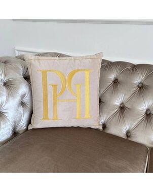 Pillow PH 40x40 with logo beige in velor fabric