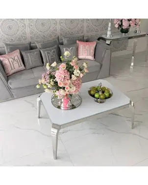 Modern coffee table, designer, glamor, silver ELITE