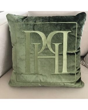 Decorative pillow 50x50, dark green, green, with the PH logo