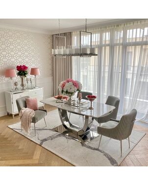 Glamour dining table silver steel white ART DECO table top OUTLET