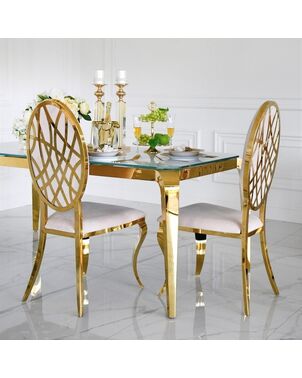 Dining chair, elegant, steel, modern, beige, gold AZURO OUTLET
