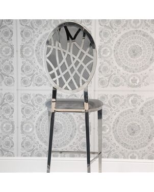 Luxurious, glamorous, modern stool in velvet gray, silver AZURO fabric