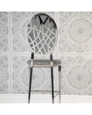 Luksusowy hoker nowoczesny glamour w tkaninie velvet szary, srebrny AZURO