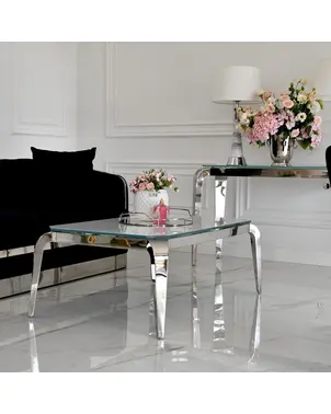 Stolik kawowy glamour, designerski, nowoczesny,  srebrny ELITE