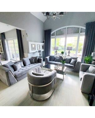 Stylish armchair Bent silver glamour for living room and dining room grey