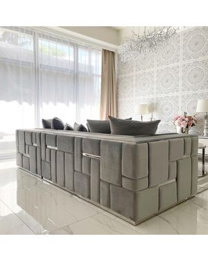 Modern corner sofa upholstered EMPORIO silver, gray