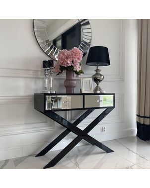 VIKI mirror console, glamorous, modern, black  or white with high gloss silver