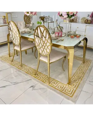 Luksusowy dywan z greckim wzorem, klasyczny, beżowy, złoty APOLLO GOLD