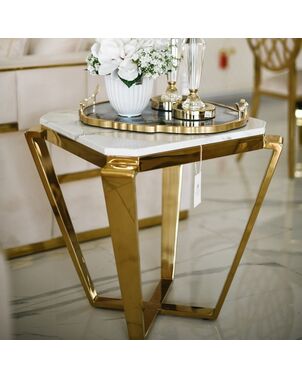 White Marble Top Small Side Table  RALPH