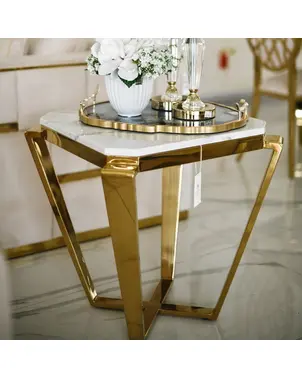 White Marble Top Small Side Table  RALPH