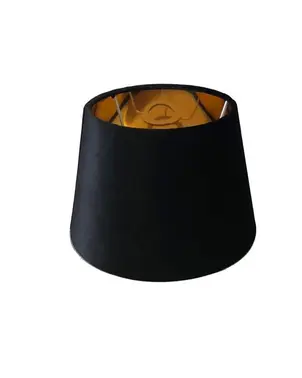 Black lampshade for a bedside lamp, glamor, round, conical, velor with a gold finish 25 cm