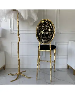 Hoker czarny złoty do wyspy, luksusowy nowoczesny glamour Medusa