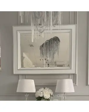Lustro dekoracyjne prostokątne PRINCESSA glamour w stylu nowojorskim biała rama 120x90cm OUTLET