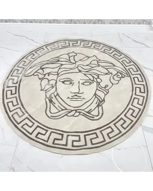 Okrągły dywan z twarzą medusy, do salonu, do jadalni, grecki wzór,  szary MEDUSA SILVER 180cm