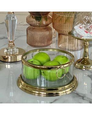 Gold glass table ice cooler with handles