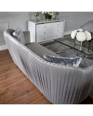 Ekskluzywna sofa plisowana 3 osobowa złota srebrna kanapa CHIC