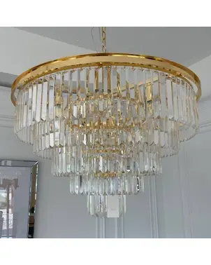 Gold chandelier, pendant lamp, crystal glamor, modern steel, 100 cm GLAMOR GOLD L