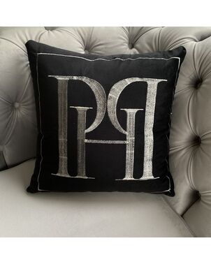 Decorative pillow 40x40, with the PH logo, black, silver,