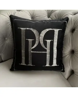 Decorative pillow 40x40, with the PH logo, black, silver,