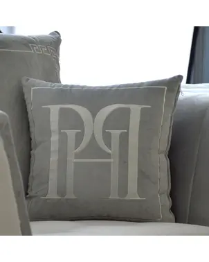 Cushion PH 40x40 with logo in grey fabric