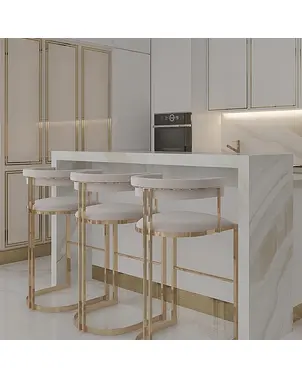 Hoker glamour złoty boucle nowoczesny tapicerowany do jadalni, barku, wyspy MARCO OUTLET