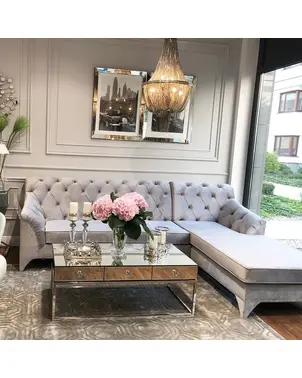 Glamour upholstered sofa, corner sofa with bedroom function PRADA