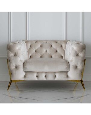 Armchair glamour steel velour quilted grey black Diva