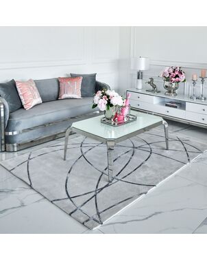 Modern, designer carpet for the living room, for the bedroom, glamor, grey, STRIPES SILVER