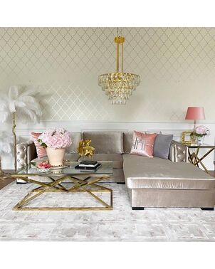 Modern corner sofa for living room, quilted, glamorous, sofa bed, New York QUEEN