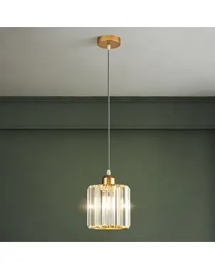 Crystal chandelier, glamor pendant lamp, gold, designer, exclusive, single, glass shade, over the island STARS M