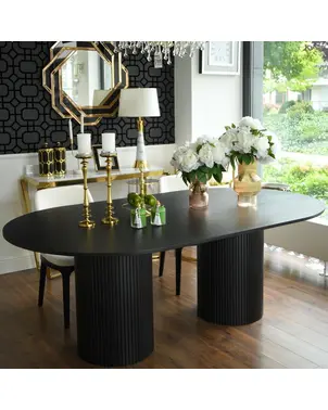 Glamorous dining table, extendable, art deco, wooden, varnished, designer OVALE