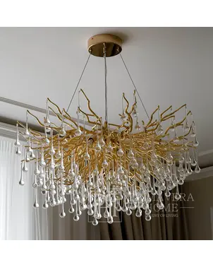 Żyrandol glamour designerski, ekskluzywny w stylu nowoczesnym, złoty RAIN M OUTLET