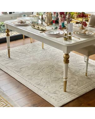 Exclusive carpet for the dining room and living room, classic, gray, beige ORNAMENT