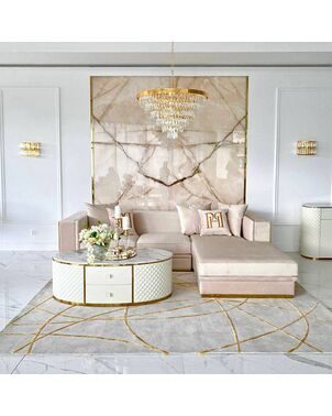 Modern glamor gray gold Stripes carpet