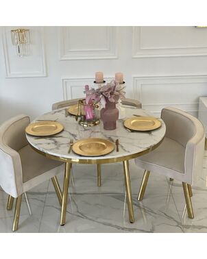Round table, modern, glamor, white - gold 120 cm SMART