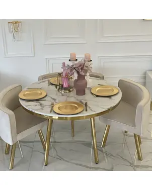 Round table, modern, glamor, white - gold 120 cm SMART