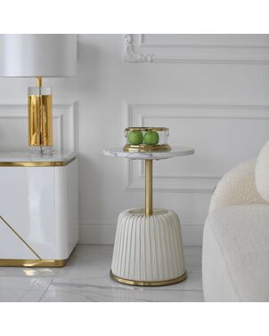 Glamor side side table, bedside white. golden KENDALL