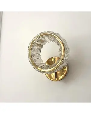 Kinkiet kryształowy złoty nowoczesny okrągły, lampa ścienna glamour ECLIPSE