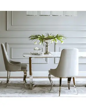 Luksusowe krzesło do jadalni, glamour, z giętą nogą, wygodne, klasyczne, styl nowoczesny, szare, srebrne CAMILLA