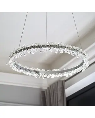 Lampa glamour kryształowa led sufitowa okrągła, ring, żyrandol, nowoczesny srebrna BRINA OUTLET