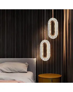 Modern chandelier, glamor pendant lamp, gold, designer, exclusive, hanging plafond VALO DOUBLE