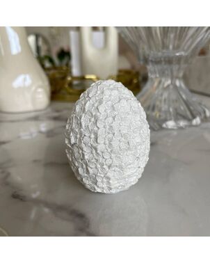 Dekoracja na stół, wielkanocne białe ozdobione kwiatami JAJKO