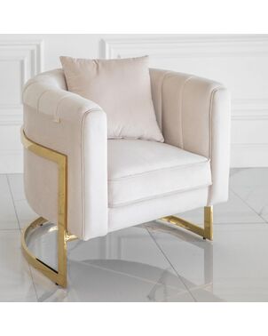Modern, stylish, designer glamor armchair for the living room and dining room, golden beige BENT