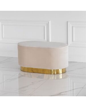 Round beige gold pouffe LOLA