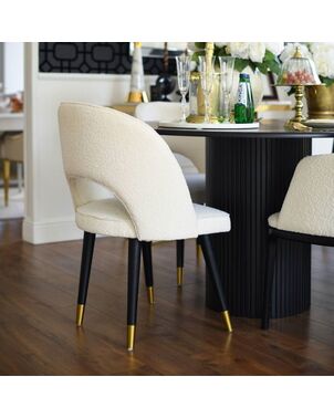 Glamor chair, boucle, modern, upholstered, for the dining room, living room, office, comfortable, semi-circular, CARDINALE 2